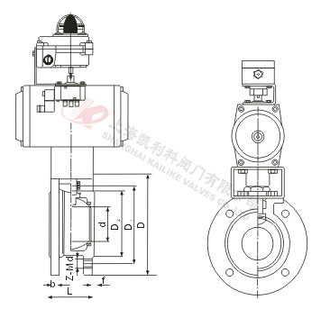 Q671F气动对夹式球阀结构图