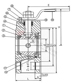 BQ71F对夹式保温球阀外形结构图